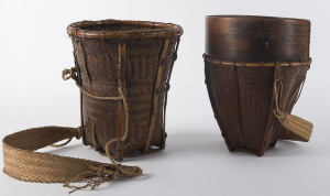 A Vietnamese head strap baskets, rattan and bamboo, 20th century, 25cm high