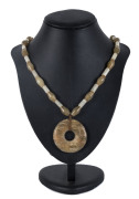 A Chinese jade necklace with pi disc, 19th/ 20th century,&nbsp;