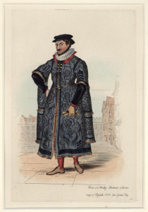 CHARLES MARTIN & LEOPOLD MARTIN [English], Handcoloured engravings from "Civil Costume of England from the Conquest to the Present Period" , [London, 1842], each 19 x 12.5cm. (4 items).