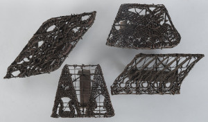 Four South East Asian batik stamps, copper and iron, 20th century, largest 28cm long