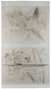 MARY McQUEEN [1912 - 1994], Dunnings Woodyard, pencil on paper, titled and dated "Dunnings '76" lower left, 2 images, each 45 x 60cm (framed together).