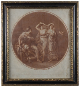 CLASSICAL ETCHINGS & ENGRAVINGS, Subjects include Les Chevaux (By Berchem), Diana & Cherubs (by Bartolozzi), Cimone and Ifigenia (by Cipriani), Religion (by Bartolozzi), cherubs in spring and winter, an architectural image, etc. (8 items; all framed), various sizes.