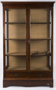 An antique Australian display cabinet, walnut and red pine, circa 1900, 160cm high, 98cm wide, 36cm deep