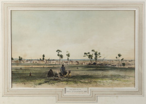 JOHN SKINNER PROUT [1805 -1876], Melbourne from Collingwood, 1847, (from "Views in Melbourne and Geelong", 1847), hand coloured lithograph, signed lower right, 23 x 35cm.