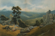 NICHOLAS CHEVALIER [1828-1902], Dargo Valley, Gippsland, Lithograph, Published Melbourne 1865, 20.5 x 30.5cm. With original Troedel label preserved on the back of the modern frame.