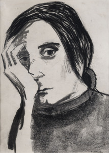 CHARLES BLACKMAN [1928 - 2018], Barry Humphries circa 1963-64, Conte on paper, signed lower right Blackman, 49 x 35.5cm.