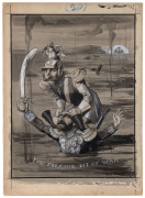 GEORGE DANCEY [1865-1922], The Reeking Pit of War, Wash drawing on Windsor & Newton illustration board, signed lower right in black ink, 32 x 24cm. (image) The German Kaiser Wilhelm is depicted standing on the shoulders of Sultan Mehmet V, who is sinking