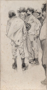 TOM FERRY [Australian], Untitled [Bloomer girl], pencil on board, signed lower left and dates April 17th '18, 35 x 22cm. also, DUDLEY HARDY [British, 1867 - 1922], Untitled [Punters], pencil on card, signed lower left, 31.5 x 16.5cm. - 2