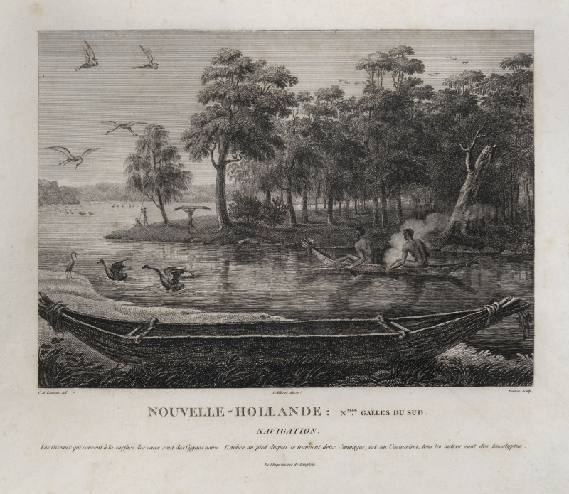 CHARLES ALEXANDRE LESUEUR [1778 -1846], Nouvelle Hollande: Nouvelle Galle du Sud, Navigation, Copper engraving (from Voyage de Decouvertes aux Terres Australes, 1807), 20 x 21cm