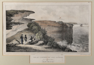 LOUIS AUGUSTE DE SAINSON [1800 -1887], Vue de l’entree du Port Jackson, 1830, hand coloured lithograph, 22 x 37cm.