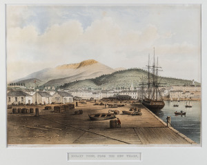 HENRY GRANT LLOYD [1830 - 1904], Hobart Town from the New Wharf. hand-coloured lithograph, c1857, 28 x 38cm.