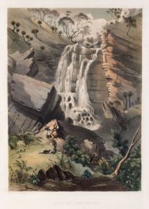 GEORGE FRENCH ANGAS [1822 – 1886], Falls of Glen Stuart. lithograph, printed with tint stone and hand-colouring, from "South Australia Illustrated", 1847, 35 x 25cm.