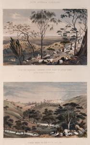 GEORGE FRENCH ANGAS [1822 – 1886], From the Barossa, Looking over part of Angas Park, Gawler Plains in the distance; and, North Bend of the River Gawler, lithographs, printed with tint stone and hand-colouring, from "South Australia Illustrated", 1847, ea