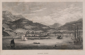 SAMUEL THOMAS DAVENPORT [British, born 1821], Hobart Town, steel engraving, circa 1844, 10 x 17cm.