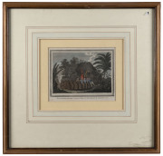 After JOHN WEBBER [1752-1793], An Offering Before Captain Cook in the Sandwich Islands, hand coloured engraving,1779, 15 x 19cm - 2