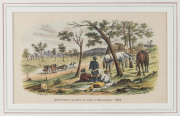 SAMUEL THOMAS GILL [1818 - 1880], Dight's Mill, Yarra Yarra, and, Market Square, Castlemaine, hand-coloured steel engravings, 1857 (Sands & Kenny), each 15 x 19cm. also, Store Drays Camped on road to Ballaarat, 1853, coloured lithograph, 1855 (Niven & C - 2