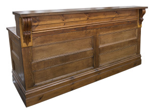 ALBERT TUCKER Shop counter, 20th century.This counter was made by the artist for his wife's bookshop in Rathdowne Street Carlton. It was acquired and used by the Rathdowne Gallery until the present day. It was familiarly referred to as "Bert".119cm high, 2370cm wide, 84cm deep