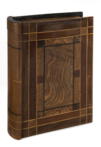 THOMAS GRIFFITHS (attributed) Book box, assorted Australian timbers, Mount Tamborine, Queensland, early 20th century, fitted with velvet lined compartment, 18cm high