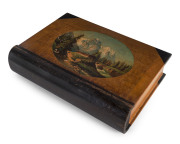 An Australian timber book box with handpainted parrot scene, 19th/20th century, - 2