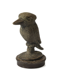 A kookaburra car mascot radiator cap, bronze and brass, early 20th century, 9cm high