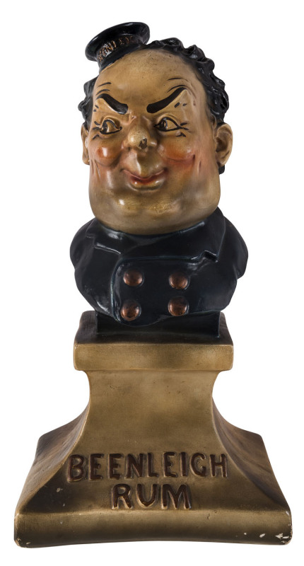 BEENLEIGH RUM point-of-sale advertising statue, painted plaster, late 19th century, 46cm high