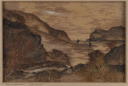 Folk art picture titled "Burrangarra (Sea Beach)", seaweed and bark, Western Australian origin, 20th century, original labels verso, housed in a fine blackwood frame, 14 x 21cm - 2