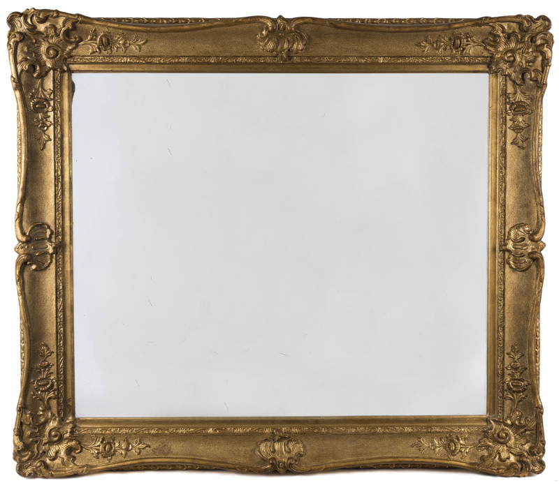 THALLON gilt picture frame with remains of label verso, 19th century, 95cm x 81cm (internal size 77cm x 64cm)