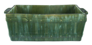 JOHN CAMPBELL Green glaze pottery trough, incised "John Campbell, Tasmania, Dil", 36cm across