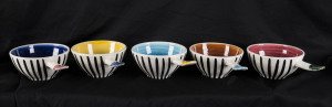 JOHN PERCEVAL and ARTHUR MERRIC BOYD set of five pottery ramekins, signed "Boyd", "Perceval", 16cm across