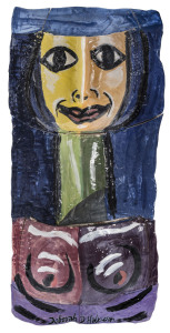 DEBORAH HALPERN Figured pottery wall plaque / planter, signed lower centre "Deborah D. Halpern", 115cm high