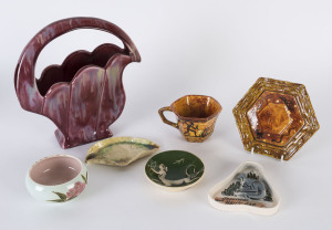 Seven pieces of assorted Australian pottery including Martin Boyd, Adelaide Pottery, Diana Ware and Taronga Zoo, the tallest 24cm high