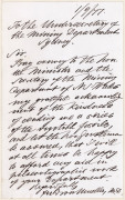 Baron Sir Ferdinand von MUELLER [1825 - 1896], 1877 (September 1) autographed letter sheet written in ink to the Undersecretary of the Mining Departments, Sydney, in which von Mueller expresses his gratitude for "a series of vegetable fossils" that had be