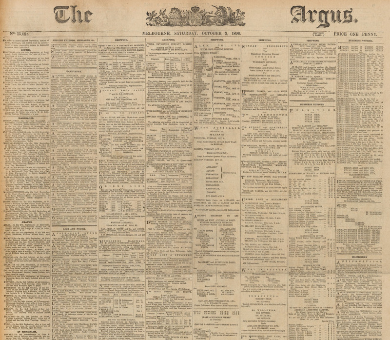 The Argus October to December 1896 bound newspapers together with The Daily Telegraph (Launceston) July to September 1907 bound newspapers