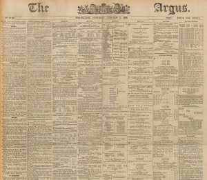 The Argus October to December 1896 bound newspapers together with The Daily Telegraph (Launceston) July to September 1907 bound newspapers