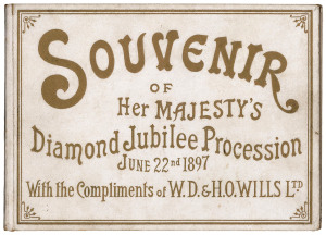 Souvenir Of Her Majesty’s Diamond Jubilee Procession June 22nd 1897 Hardcover booklet with ten colour lithographs, gilt letterpress, each captioned below image, 14 x 19.7cm (overall).