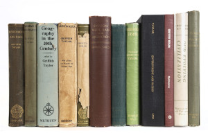 A shelf of books by or about Professor Griffith Taylor. Thomas Griffith Taylor (1880 – 1963) was an English-born geographer, anthropologist and world explorer. He was a survivor of Captain Robert Scott's Terra Nova Expedition to Antarctica (1910–1913). 