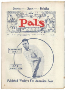 PALS - An Australian Paper for Australian Boys: Vol.7 No.1 to Vol.7 No.32 complete, February 28, 1925 to April 2, 1927, the final edition. (32 editions) includes two with front cover artwork by Daryl Lindsay.