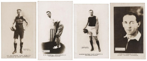 PALS "Supplement" trade cards issued between 1923-24: A fine collection comprising cricketers (8), Australian Rules footballers (13), Rugby League footballers (2) and swimmer, "Boy" Charlton. (Total 24).