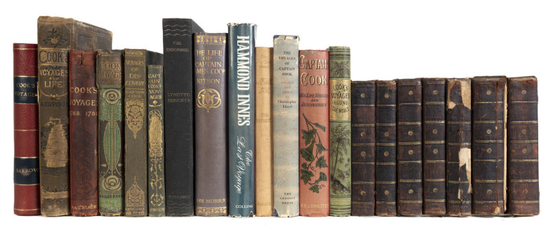 A Captain Cook Library: More than 85 volumes, mainly hardcover with dust jacket, covering all aspects of Cook's life, voyages, discoveries including some facsimile editions and child-oriented publications. Similar to previous lot but almost all different