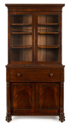 A fine Colonial secretaire bookcase with turned columns and cross-banded edging, N.S.W. circa 1840, interior fitted with satinwood fronted drawers and compartments, 229cm high, 112cm wide, 57cm deep - 2