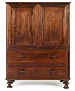 An Anglo-Indian cabinet, padauk with ebony string inlay, circa 1820, 120cm high, 89cm wide, 44cm deep