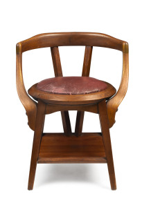 CAFE AUSTRALIA Dining chair designed by Walter Burley Griffin & Marion Mahony Griffin manufactured by Harry Goldman of Melbourne, blackwood, circa 1916, modified back circa 1925, extremely rare, 54cm across the arms
