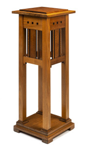Australian Arts and Crafts pedestal, mountain ash, early 20th century, 104cm high, 40cm wide, 40cm deep