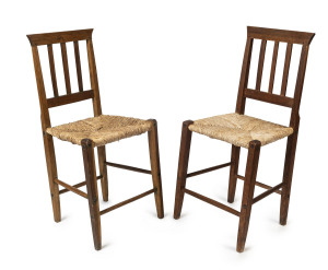 ANTONIO DEBERTOLIS Two dining chairs, blackwood and rush seat, Drouin, Victoria, 19th century