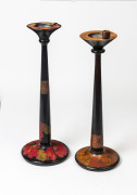 Two Australian pokerwork smokers' stands, circa 1920, 77cm and 80cm high