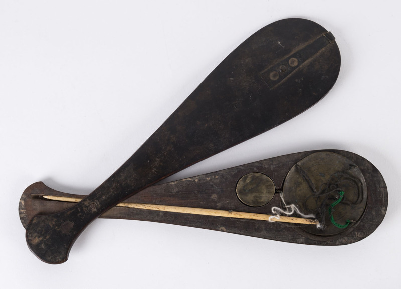 Chinese gold miner's pocket scales, mid 19th century, 34cm long. ​PROVENANCE: Private Collection Ballarat