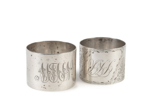 WENDT: Two sterling silver napkin rings, South Australian, late 19th century, one stamped "J.M. WENDT Jeweler Adelaide & Broken Hill", the other stamped "WENDT" with hallmarks, 82 grams total