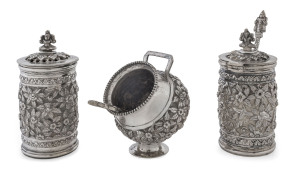Indian Kutch silver, five piece cruet set, 19th century, total weight: 157gms.