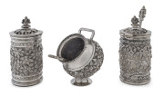 Indian Kutch silver, five piece cruet set, 19th century, ​total weight: 157gms.