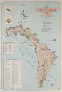 Map of Lord Howe Island Compiled, Drawn & Printed at the Department of Lands, Sydney, 1962 85 x 57cm, Linen backed